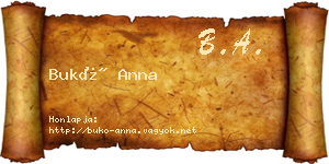 Bukó Anna névjegykártya